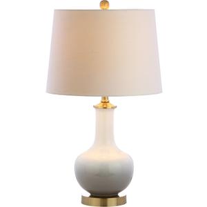 JONATHAN Y JYL3019B Gradient 25" Ceramic/Brass LED Table Lamp Contemporary Traditional Bedside Desk Nightstand Lamp for Bedroom Living Room Office College Bookcase LED Bulb Included, White/Grey