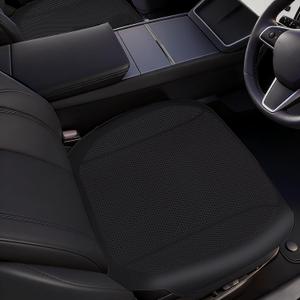 2 Pcs Nappa Leather Front Seat Covers for Tesla Model Y/3 Highland/Juniper 2025 2026 Interior Accessories, Breathable All-Season Non-Slip Full Cover Bottom Seat Protectors Cushion, Black
