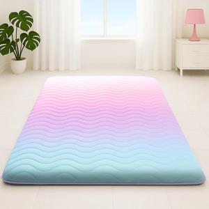 SCHNAUZER HOME Japanese Floor Futon Mattress, 3.5" Thicken Colorful Rainbow Portable Floor Mattress, High-Density Foam Tatami Mat Sleeping Pad for Camping Guest Room Dormitory RV, Twin