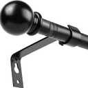 Curtain Rods for windows 30-46 inch,5/8 Inch Decorative Curtains Rods Set,Matte Black Splicing Single Window Curtain Rod with Brackets for Bedroom,Living Room,Outdoor Patio,Kitchen,Small Curtain Rod