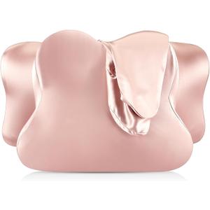 Cervical Neck Pillowcase (Only Pillowcase) Satin Pillow Cover with Zipper Ergonomic Contour Pillow Cover for Side Back Stomach Sleepers(Coral,Queen Size)