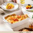 MALACASA 4.4 QT Baking Dish, 9x13 Large Casserole Dish for Oven, Ceramic Baking Pan, Rectangular Lasagna Pan Deep with Handles for Baking, Durable Microwave Oven Safe, Wedding Gift,White, Series BAKE-BAKE