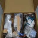 OOOK Wooden Dollhouse Furniture Set for Kids, 26 Pcs Dollhouse Accessories with 4 Family Dolls and Dog, Miniature Doll House Furniture Toys Pretend Play Set for G irls Boys Age 3+