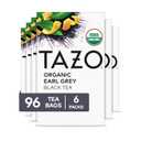 TAZO Organic Earl Grey for Health and Wellness, High Caffeine and Bold Flavor, 16 Count (Pack of 6)