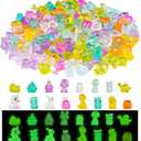 Diinokiy 200Pcs Luminous Mini Resin Animals to Hide Tiny Creatures Glow in The Dark for Miniature Fairy Garden Decor Accessories Micro Landscape Aquarium Duck Dinosaur Rabbit Flamingo Owls Marine