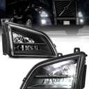 Partsam Pair LED Fog Light Lamp Compatible with 2018-2024 VNL Trucks, DOT Approved High/Low Beam Clear Lens Black Housing/w Plug