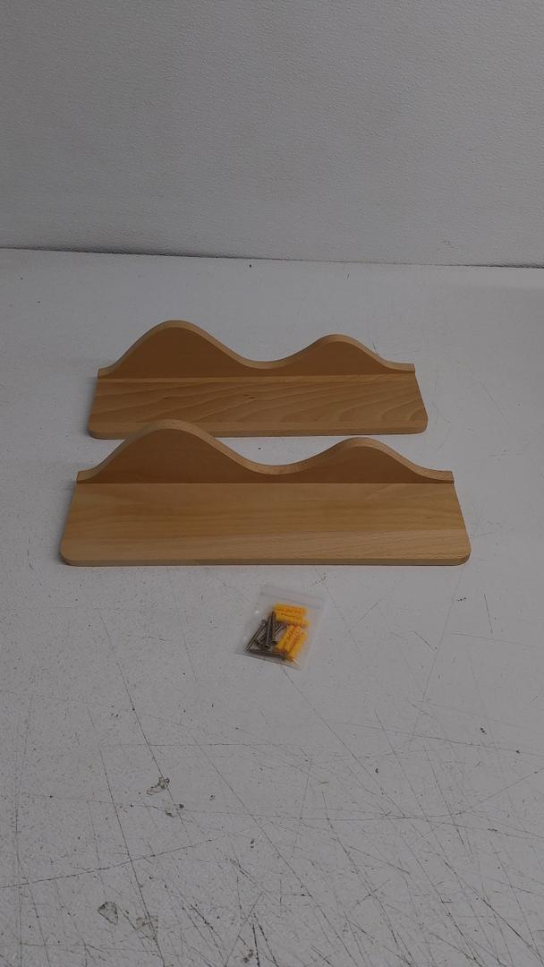 Wood Floating Shelves for Wall - 16 Solid Wood Shelves for Bathroom Decor, Books, Bedroom & Living Room - Set of 2 Natural Wall Mounted Kitchen Shelves - Durable Solid Pine