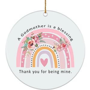 Christmas Ornament - A Godmother is a Blessing Ceramic Ornament, Godmother Appreciation Gift for Christmas, Birthday, or Any Occasion