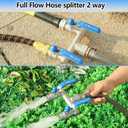 304 Stainless Steel Garden Hose Splitter 2 Way Heavy Duty, Full Flow Hose Splitter with Long Handle,Lead-free T Valve Rust and Freeze Resistant,3/4" GHT Threads
