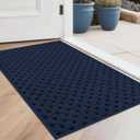 BEQHAUSE Dirt Trapper Door Mat Non-Slip Entryway Rugs Stain Resistant Absorbent Dog Doormats Woven-Look Washable Welcome Floor Doormat for Front Back Door, Dirty Wet Shoes & Paws, 20" x 32", Blue
