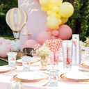 Jingmore 50 Sets Silly Goose Bow Disposable Cups for Baby Shower with Lids and Straws Plastic 12 oz Cute Bowknot Goose Cold Beverage Drinking Cups for Birthday Party Decorations Supplies (Pink)