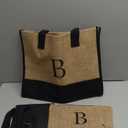 YOOLIFE Personalized Gifts for Women - Initial Jute Tote Bag & Makeup Bag, Birthday Gifts for Women Mom Wife Teacher Friend