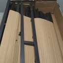 Bed Frame Full Size with Charging Station, Platform Metal Bed with Headboard & Led Light, Farmhouse Storage Bed for Bedroom, No Box Spring Needed (Antique White)