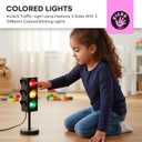Kicko 11-Inch Traffic Lights Lamp with Base - 4-Mode Color Changing Stop Light Lamp for Kids Bedroom, Party Decoration or Playroom - Battery or USB Powered Mini Lighting - Ideal Traffic Light Decor