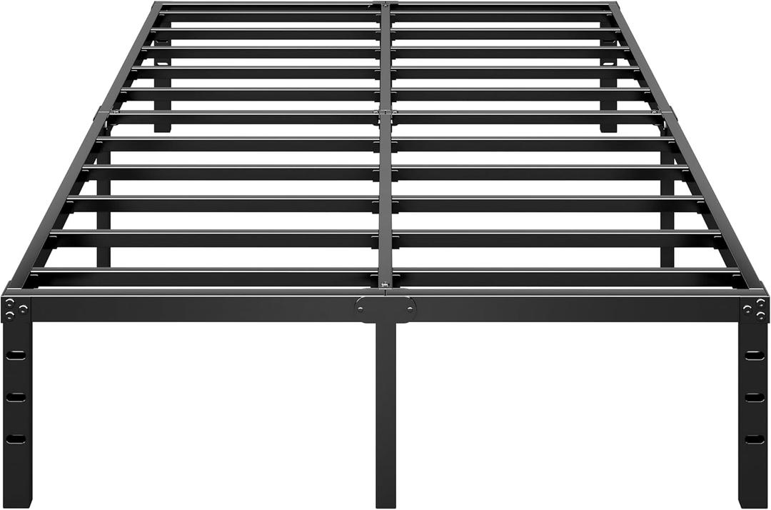 Metal Platform Bed Frame 18 Inch Tall,No Box Spring Needed,Queen Size Bed with Heavy Duty Strong Support Slats,Easy to Assemble,Black