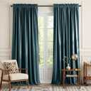 NICETOWN Greyish Blue Velvet Curtains Room Darkening Panels, Thermal Insulated Super Soft Luxury Window Drapes for Bedroom Living Room Decor, 2 Panels, 90" Length