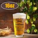 65th Birthday Gifts for Men, Vintage 1961 Beer Glass Set of 16oz in Barrel Box, 65 Year Old Gift Ideas for Him Husband Dad, Pint Glass for 65th Birthday Decorations & Wedding Anniversary