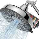 Filtered Shower Head High Pressure: 8-Inch Rain Showerhead with 18-Stage Filter for Hard Water Softener - Reduces Chlorine and Heavy Metals, Extension Rod Included (Polished Chrome
