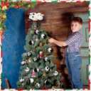 Leitee 12 Pcs Cow Christmas Tree Decoration Set Xmas Western Cowhide Tree Topper Skirt Faux Fur Plush Hanging Artificial Flowers Rustic Christmas Cow Treetop Ornaments for Farmhouse Country Holiday