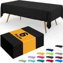 Smiry Disposable Table Cloth - 6 Pack, 54 x 108 Inch Waterproof Rectangle Tablecloths for Parties, Decorative Plastic Table Cover, Leakproof & Sturdy, Black