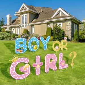 KatchOn, Boy or Girl Yard Sign Gender Reveal - Pack of 10 | Gender Reveal Yard Signs with Stakes | Boy or Girl Yard Signs for Gender Reveal Decorations | Baby Gender Reveal Decorations