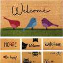 Colorful Birds - 29"x17" - Coir Door Mat with Heavy Duty Backing - Welcome Mats for Entryway, Porch - Anti-Slip PVC & Coconut Fiber Surface - Natural Home Accessories, Minimalist Original Design