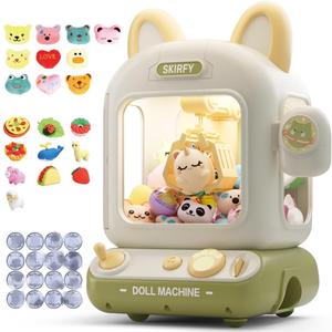 Skirfy Claw Machine for Kids,Mini Vending Machine, Prize Dispenser Toys for Girls and Boys, Electronic Arcade Game for Party Birthdays Includes 32 Mini Toys(Green) (Green)