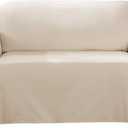 SureFit Duck Cotton Loveseat Box Cushion Slipcover - One Piece Slipcover, Relaxed Woven Fit, 100% Cotton, Machine Washable (Natural)
