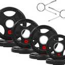 Fitvids Olympic Cast Iron 2-Inch Weight Plate for Strength Training & Weightlifting Home Gym, Multiple Weights 