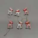 Chunful 6 Pcs Mini Christmas Reindeer Ornaments 2.4" Miniature Vintage Plastic Reindeer with Bow Xmas Pink White Deer Standing Hanging Micro Landscape Figurines for Fairy Garden Dollhouse Decoration