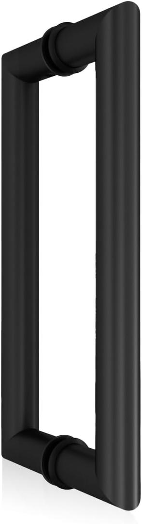 CKB 8" Shower Door Handle, Stainless Steel Shower Door Pull Compatible with 1/3" to 1/2" Glass Thickness, Back to Back Glass Door Handle with Matte Black