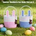 Easter Basket Empty 2 PCS Bunny Woven Rope Easter Baskets for Kids Easter Hunt Baskets with Handle Bags Easter Gifts for Kids Toddlers Girls Boys Teens Set of 2 Blue and Pink