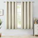 Melodieux Elegant Cotton Room Darkening Curtains for Living Room Bedroom Thermal Insulated Privacy Grommet Window Curtain Panels, 52 by 63 Inch, Natural Beige(1 Panel