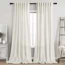 2 Panels Set Cream Linen Curtains 108 inches Long for Living Room Extra Long Back Tab Curtains Neutral Farmhouse Light Filtering Semi Sheer Linen Drapes Ceiling to Floor for Large Window Ivory 9 FT, 52"W x 108"L