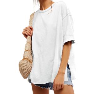 Tankaneo Womens Oversized Tshirts Summer Casual Short Sleeve Crew Neck T Shirt Loose Fit Side Slit Tee Tops (Large)