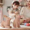 Set of 2 Brown Rustic Easter Bunny Figurines - Distressed Resin Rabbit Statues for Farmhouse Home Decor - Vintage Spring Bunny Ornaments for Tabletop, Mantel & Shelf Display