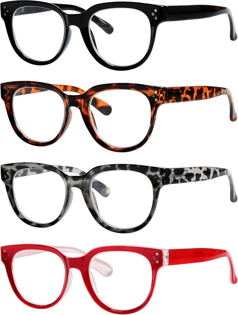 Eyekepper 4-packing Thick Sturdy Reading Glasses Women Stylish Large Readers