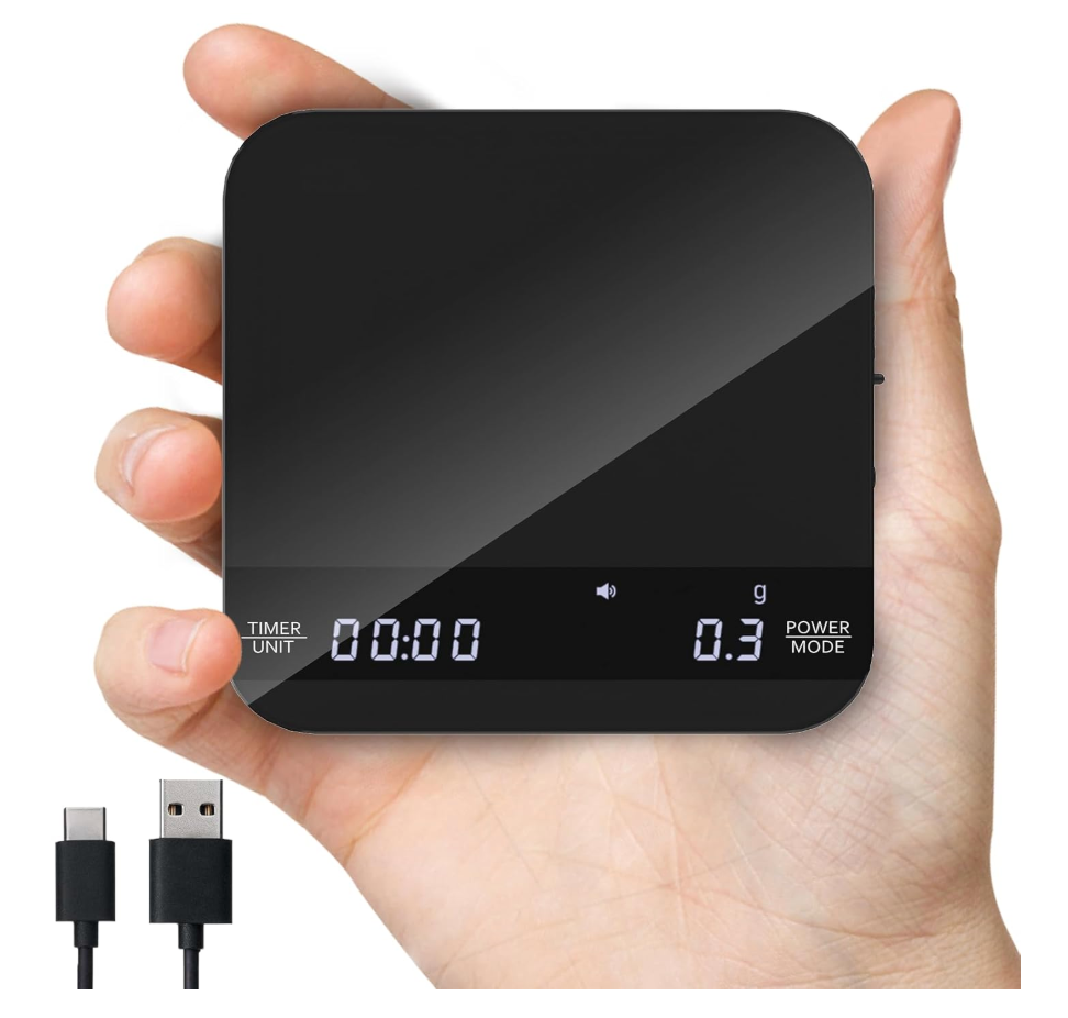 Coffee Scale with Auto Timing, Mini Rechargeable Espresso Scale with Timer, 2kg/0.1g High Precision Scale for Espresso and Pour-Over Coffee with Brewing Assist Modes