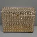 ELLDOO Crystal Wedding Card Box with Heart Lock, 12.6" Money Card Box Treasure Chest Style Gold Gift for Wedding Receptions, Centerpiece Decor, Anniversary, Keepsake, Gift Display Box