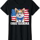 Corgi Grandma USA Patriotic Dog Lover 4th of July Grandmom T-Shirt Size L (Red)