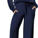 ANRABESS Women 2 Piece Outfits Sweatsuit Oversized Sweatshirt Sweatpants Tracksuit Sweat Lounge Matching Set 2025 Fall Trendy (Small, Navy Blue)
