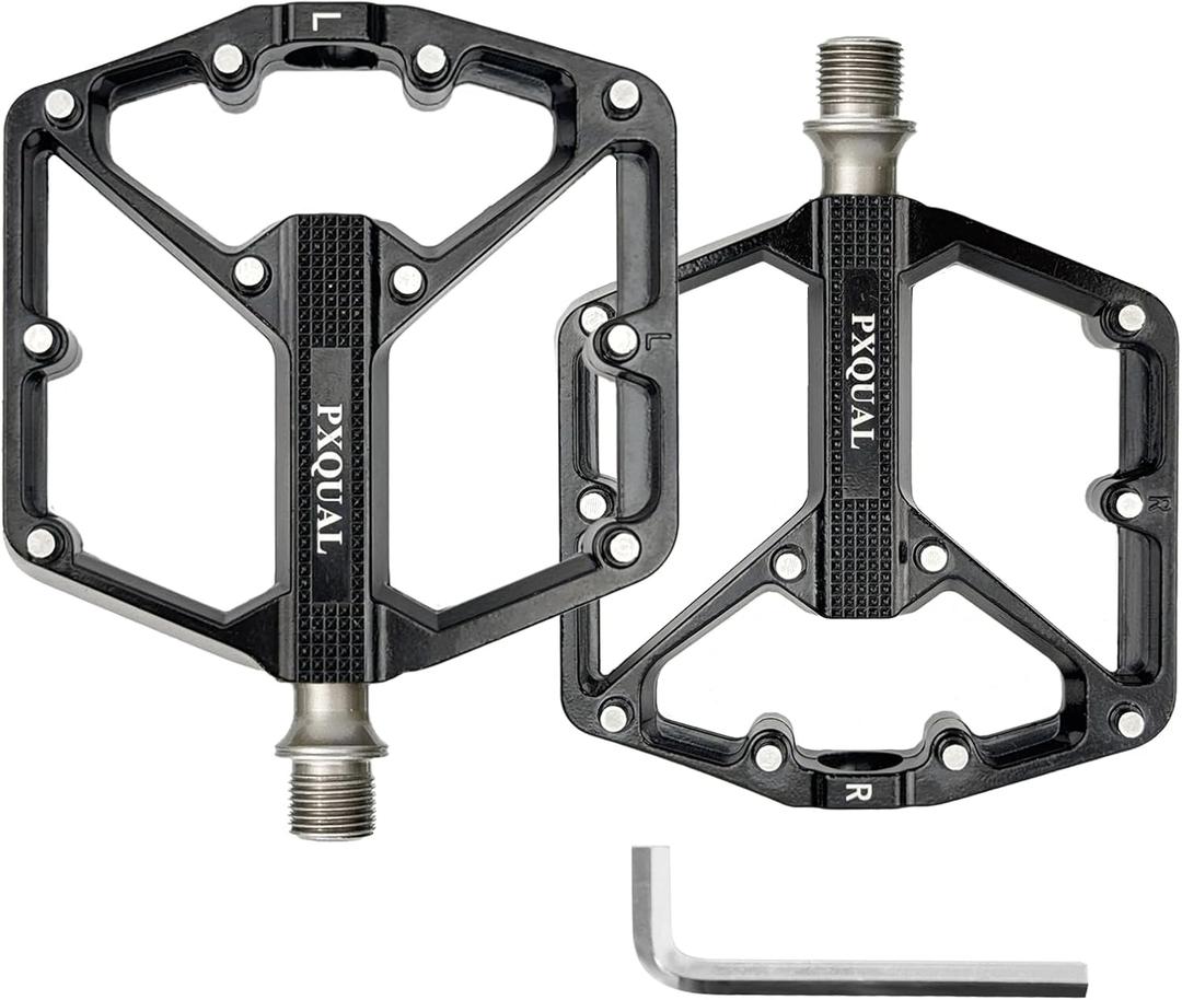 Mountain Bike Pedals MTB Bicycle Flat Pedals 3 Sealed Bearings Aluminum 9/16" Lightweight Platform for Road MTB (Black)