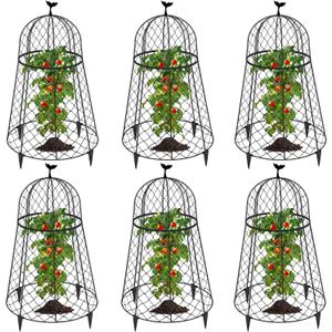 (6 Packs) 13" D x 20" H Garden Cloches for Plants, Chicken Wire Cloche, Plant Cloche and Cage, Wire Plant Protector, Protection for Your Plants and Seedlings - Black