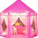 wilwolfer Princess Castle Play Tent for Girls Large Kids Play Tents Hexagon Playhouse with Star Lights Toys for Children Indoor Games (Pink)