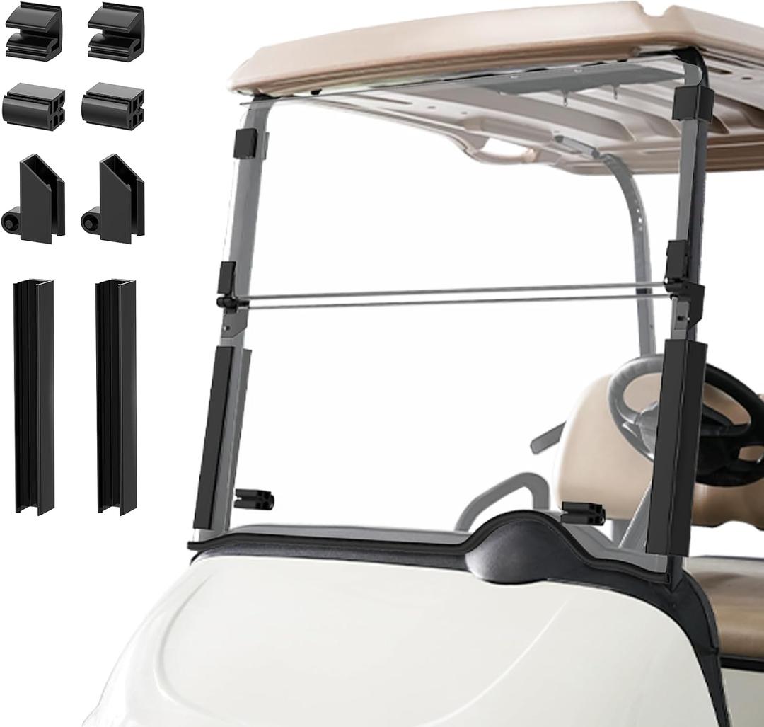 DRIVE UP Golf Cart Windshield, EZGO Golf Cart Windshield Fits for RXV 2008-Up Gas and Electric Golf Carts, Clear Upgraded Windshield Foldable Anti-UV Protection and Impact Resistant