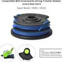 String Trimmer Dual Line - Replacement Spools for Greenworks 21212 and 21272