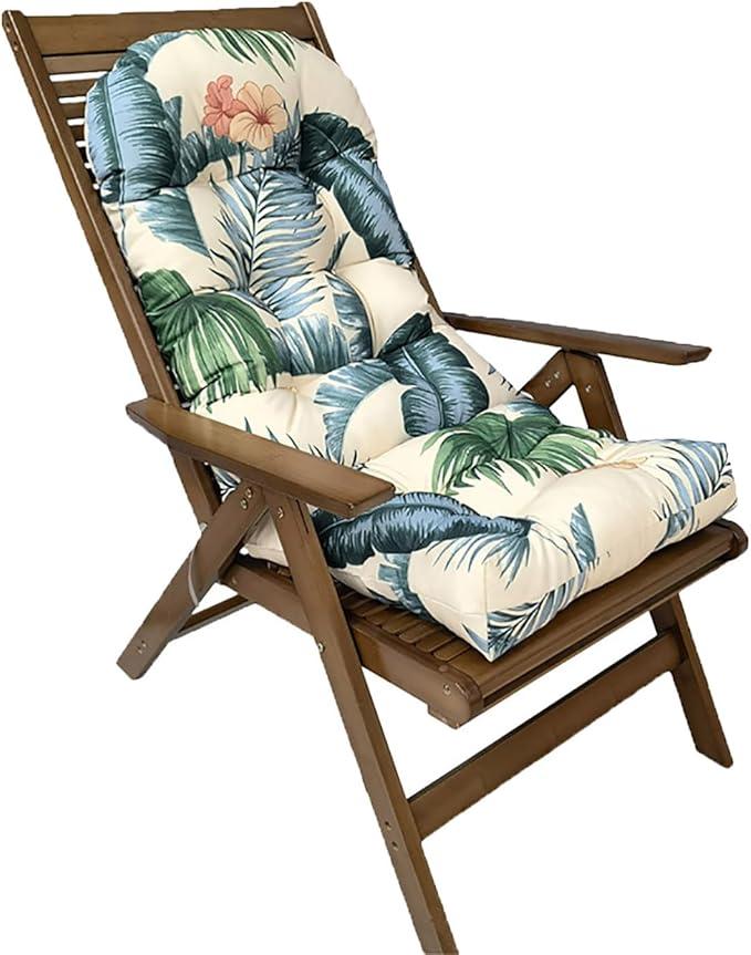 Indoor/Outdoor Rocking Chair Cushion Waterproof 43.3×19.7in-All Weather Patio&High Back Chair Cushions with Ties,Thicken Outdoor Garden Furniture Chair Pads Replacement (Hawaiian)