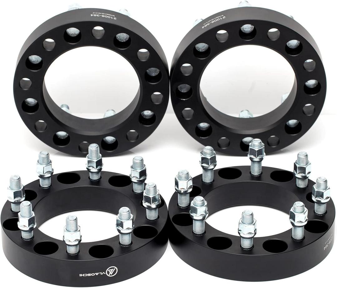 VLAOSCHI Black Forged 8x170 to 8x6.5 Wheel Adapters 1.5 Inch with 14x1.5 Studs Compatible with Ford 8 Lug for 2003-2005 Excursion | 1999-2022 F250 F350 Super Duty (Only with 14x1.5 Lugs) - Pack of 4