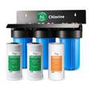 iSpring Whole House Water Filter System, Reduces up to 99% Chlorine, Sediments, Taste, Odor, 3-Stage w/ 10-Inch Sediment and Carbon Block Filters, Model: WGB31B, 1" Inlet/Outlet