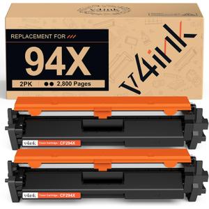 V4INK Compatible 94X CF294X Toner Cartridge Replacement for HP 94X CF294X 94A CF294A High Yield Black Toner Cartridge for HP Laserjet Pro M118dw MFP M148dw M148fdw M149fdw M118 M148 Printer, 2 Pack